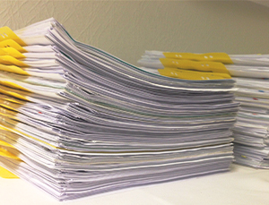 sorting resume types on the office table