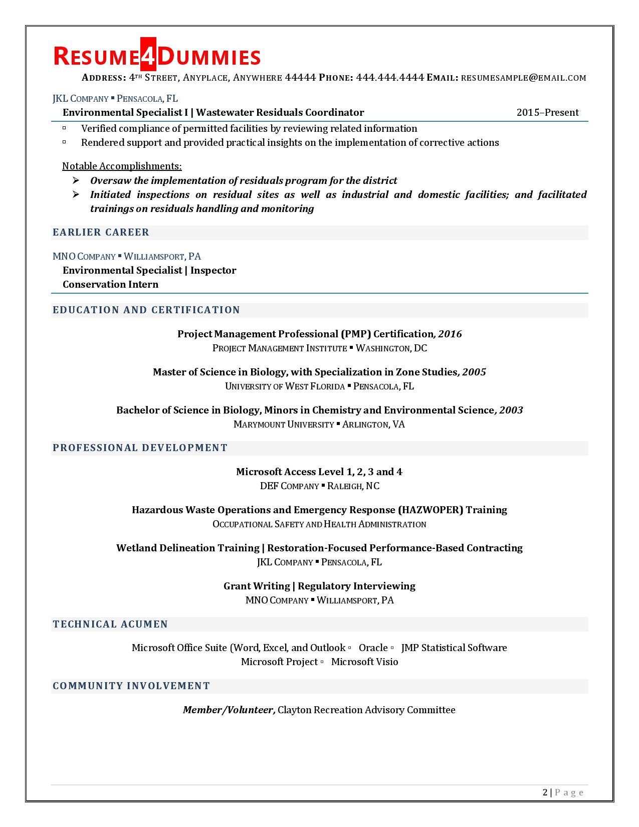 Project Coordinator Resume Example Page 2