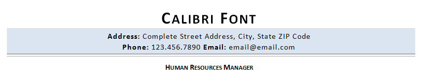 Calibri resume font