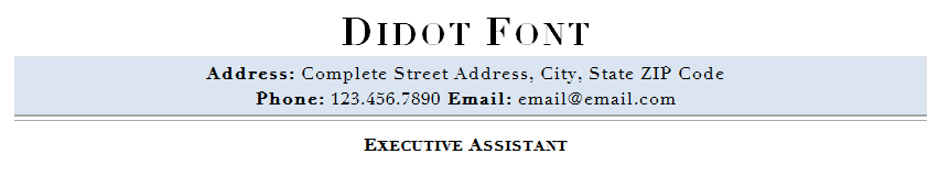 Didot resume font