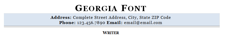 Georgia resume font