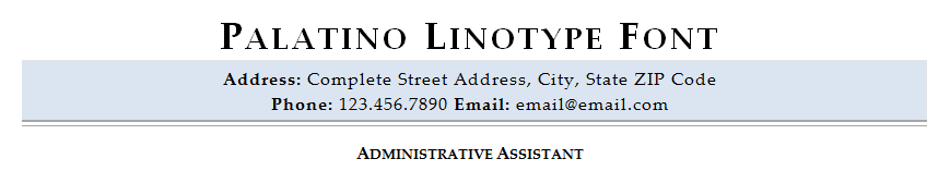 Palatino Linotype resume font