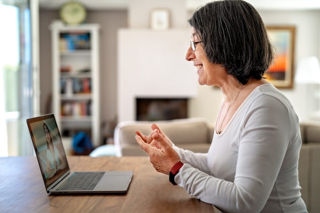 woman having video interview online