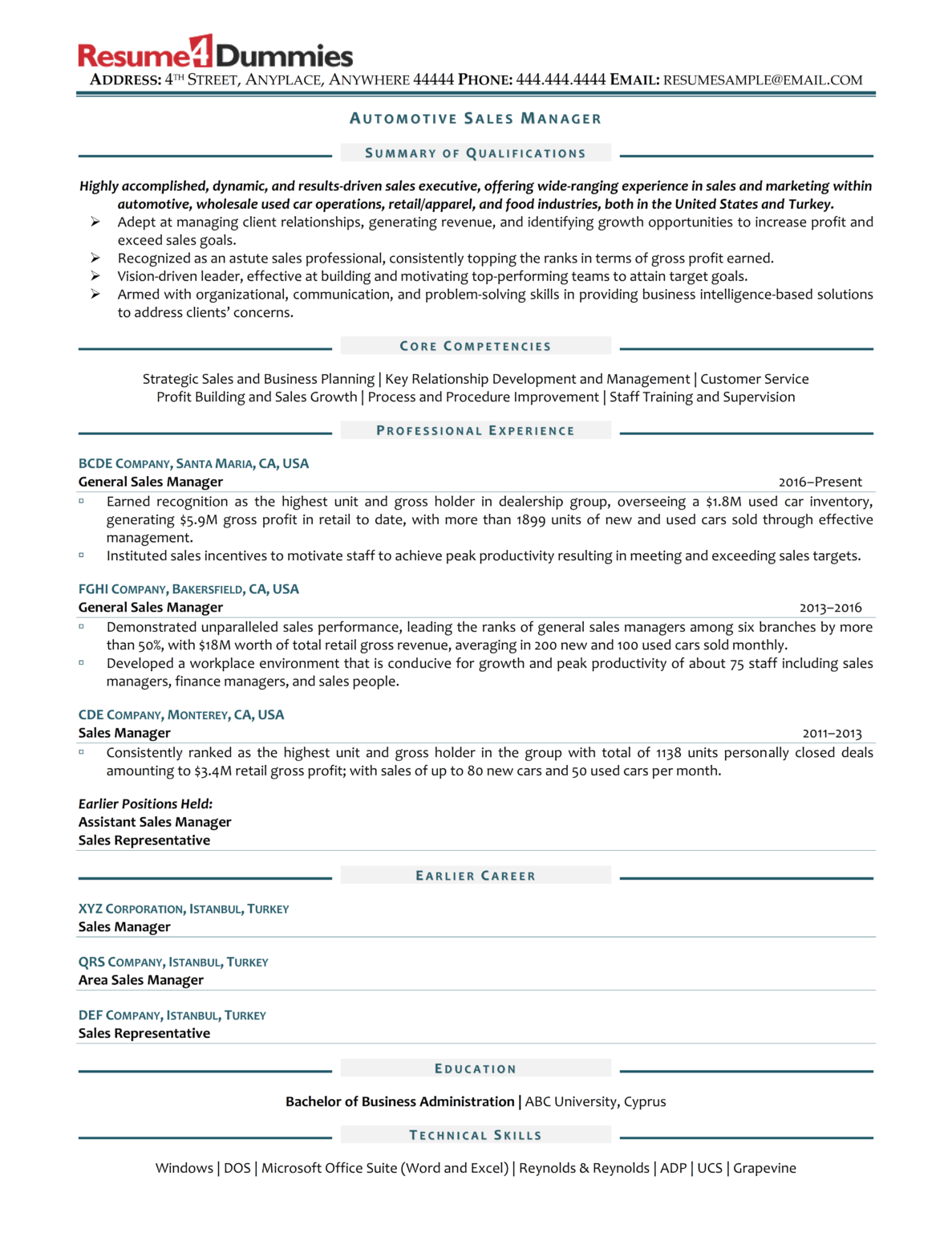 AutomotiveSalesManager_ResumeExample_00111 Resume4Dummies