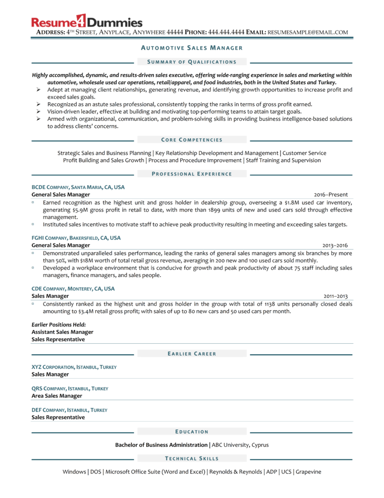 AutomotiveSalesManager_ResumeExample_0011 Resume4Dummies
