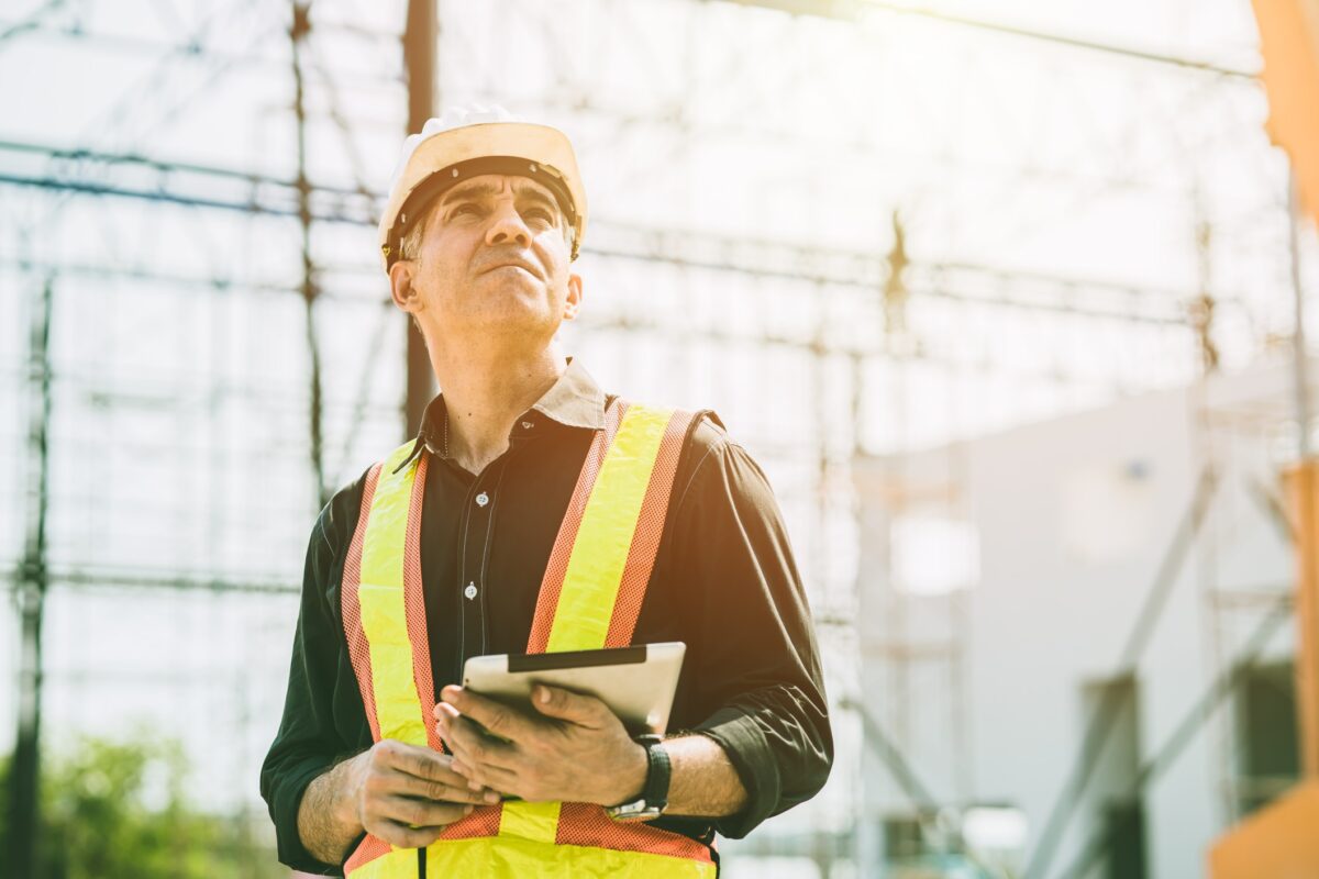 Construction superintendent working on-site